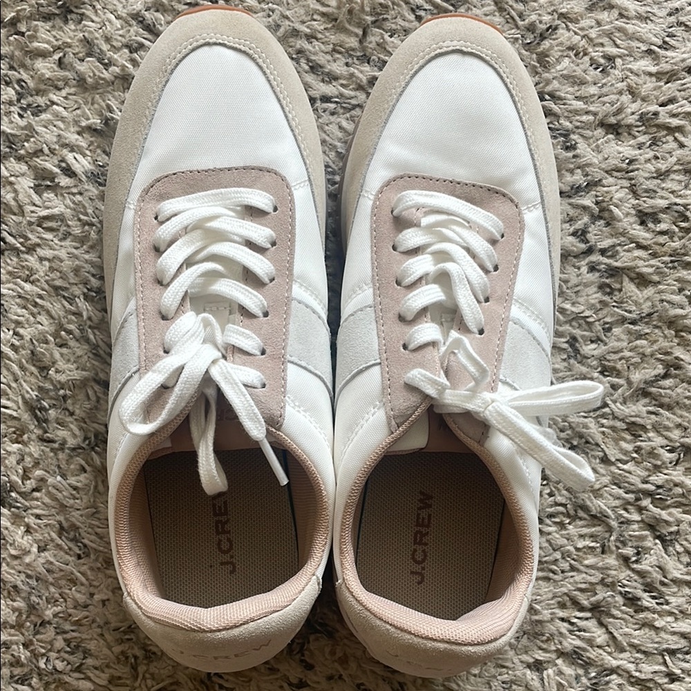 J. Crew White and Pink Sneakers with Minimalist Design